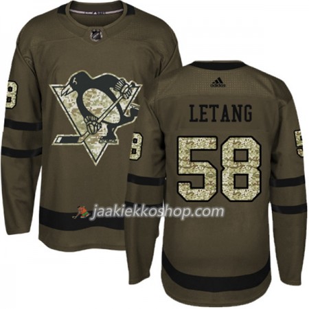 Miehille NHL Pittsburgh Penguins Pelipaita Kris Letang 58 Adidas 2017-2018 Camo Vihreä Authentic